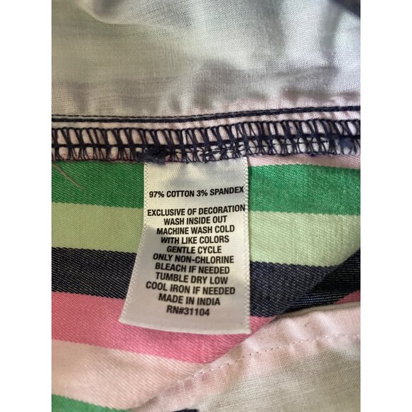 Crown & Ivy Women’s Caroline Striped Shorts Size 16 Multicolor Cotton/Spandex - Picture 4 of 4